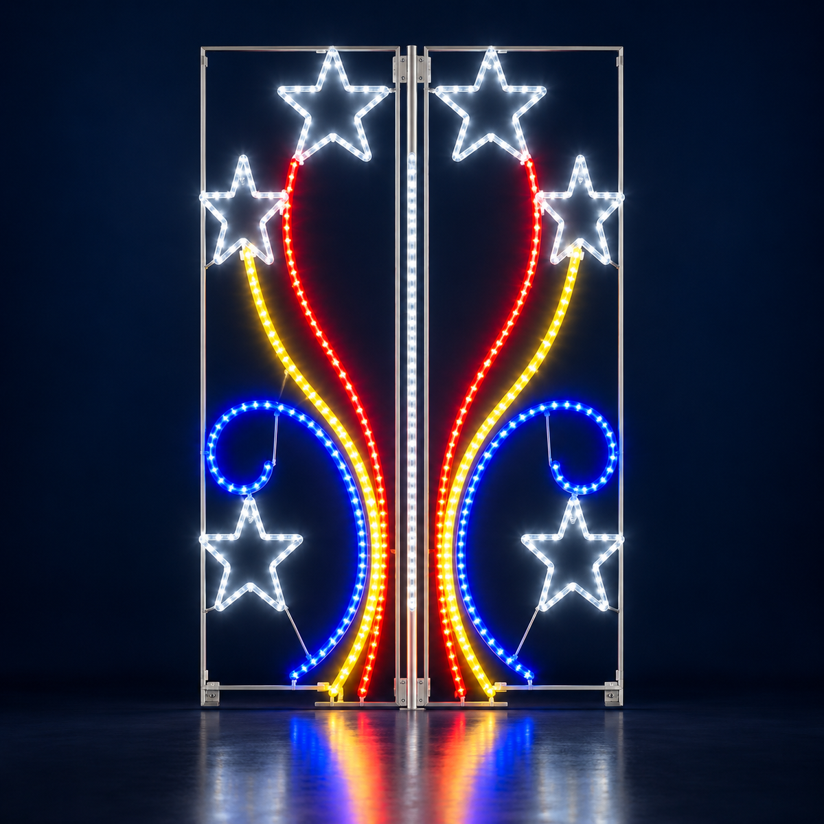 Motiv luminos LED cu stele și volute colorate