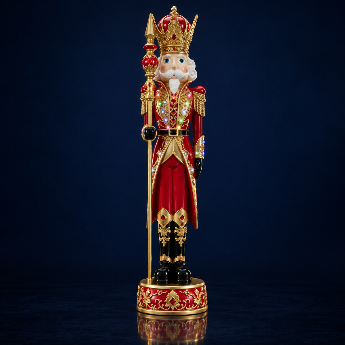 Statuie Spărgătorul de nuci roșu cu auriu