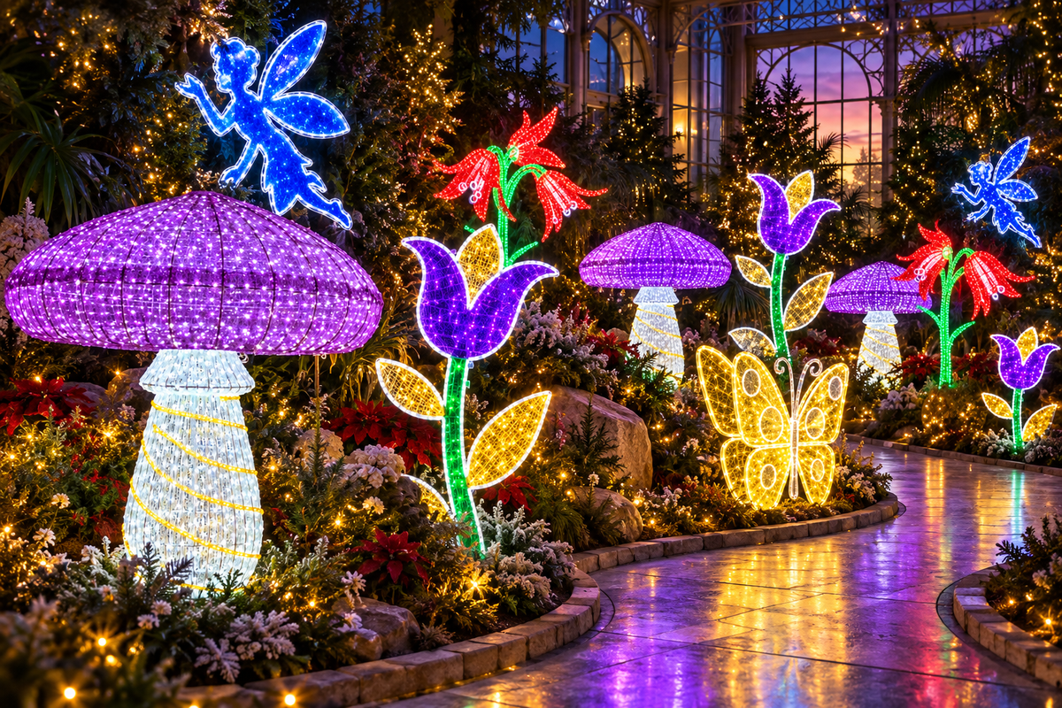 Decor luminos Grădina fermecată cu ciuperci și flori