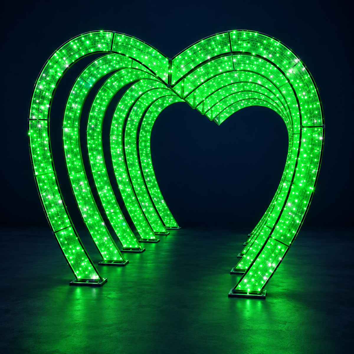 Tunel luminos LED Inimă verde