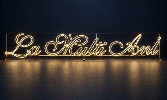 Mesaj luminos LED „La Mulți Ani” alb cald