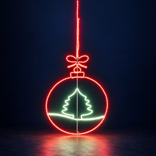 Glob luminos LED roșu cu brăduț verde