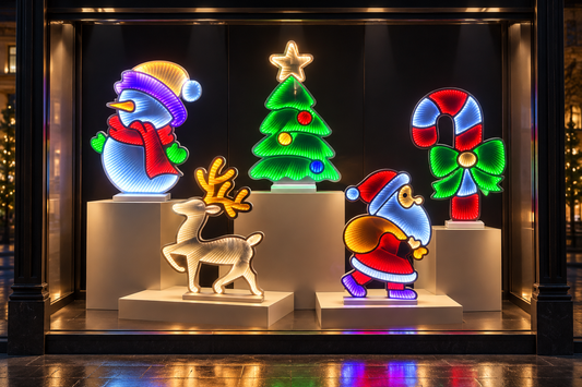 Set figurine luminoase LED cu efect de oglindă infinită