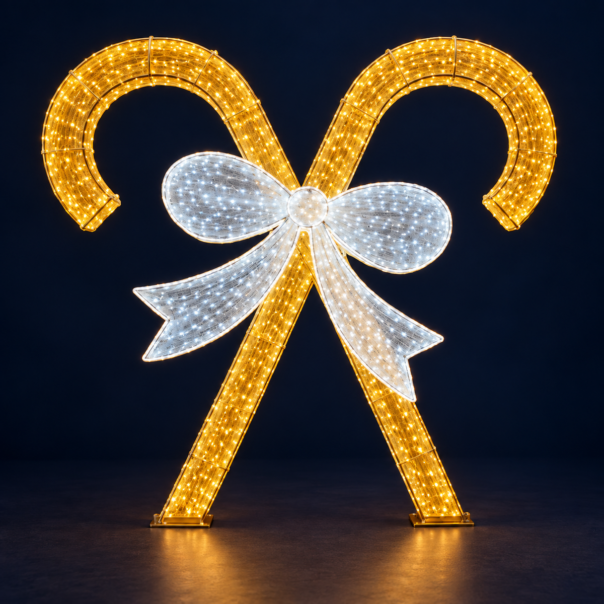 Bastoane de zahăr luminoase LED aurii cu fundă albă