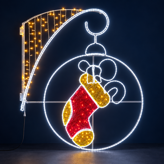 Motiv luminos LED pentru stâlp, glob cu ciorăpel