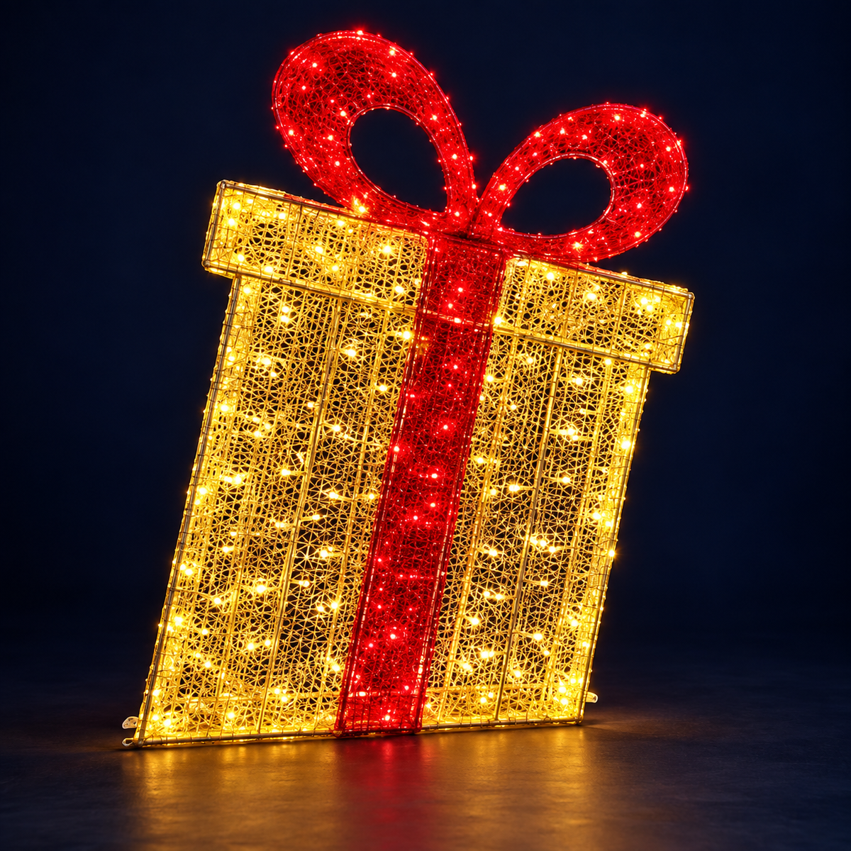 Cadou luminos LED auriu cu fundă roșie