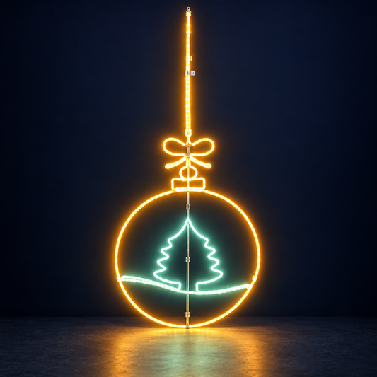 Glob luminos LED auriu cu brăduț verde