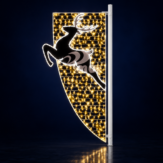 Motiv luminos LED pentru stâlp, ren în salt