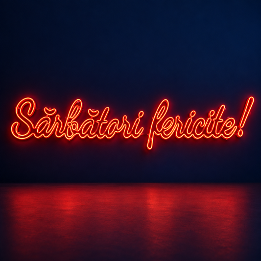 Mesaj luminos LED „Sărbători fericite!” roșu