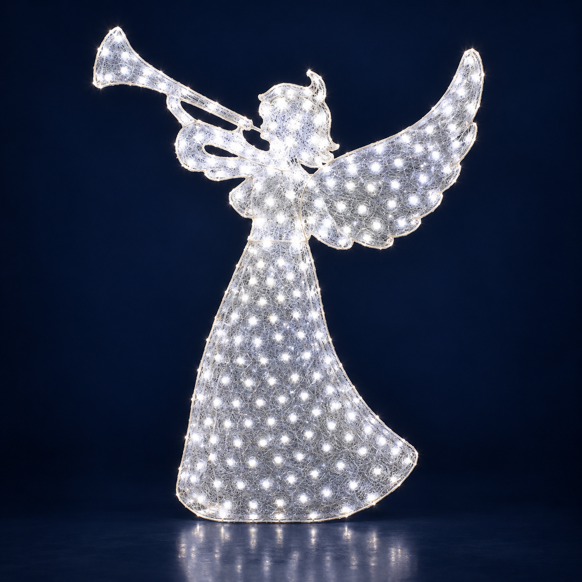 Înger luminos LED alb cu trompetă