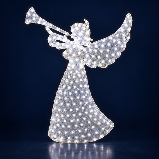 Înger luminos LED alb cu trompetă