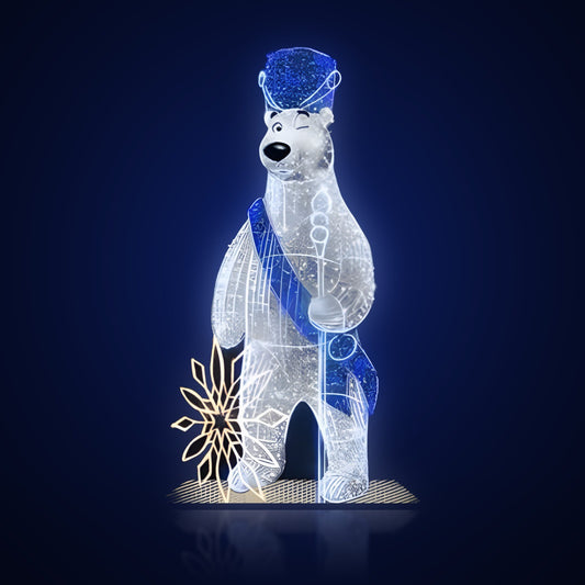 Urs polar luminos LED cu căciulă albastră