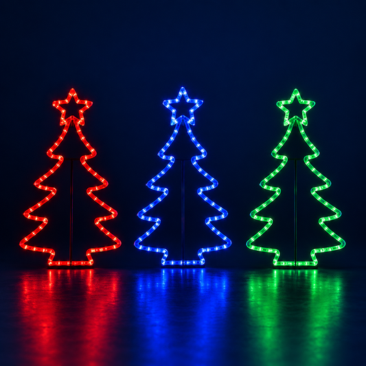 Brăduți luminoși LED – roșu, albastru și verde