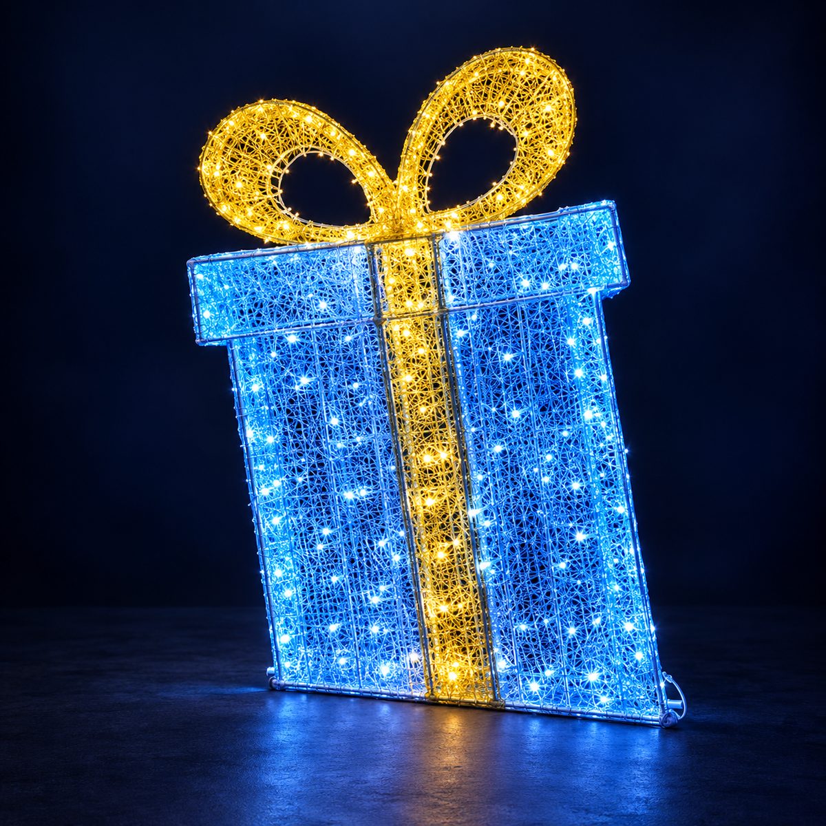 Cadou luminos LED albastru cu fundă galbenă