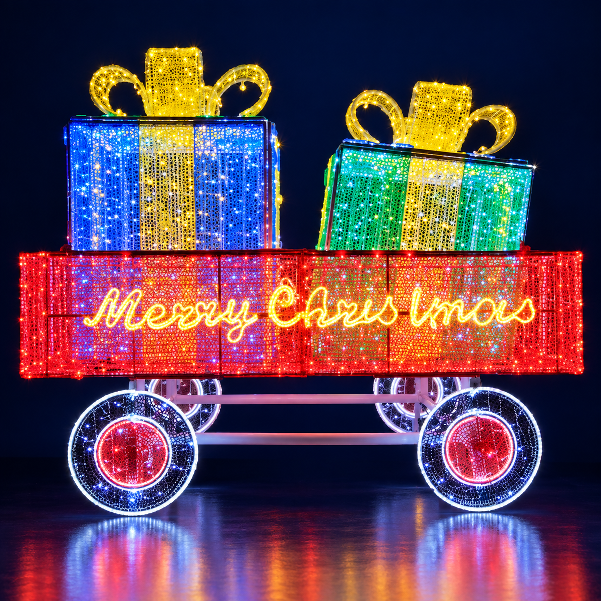 Căruță luminoasă LED cu cadouri Merry Christmas