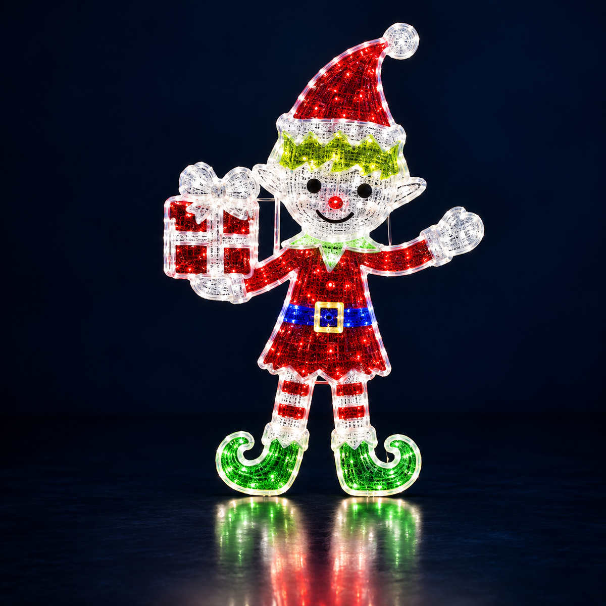 Figurină luminoasă LED Elf cu cadou