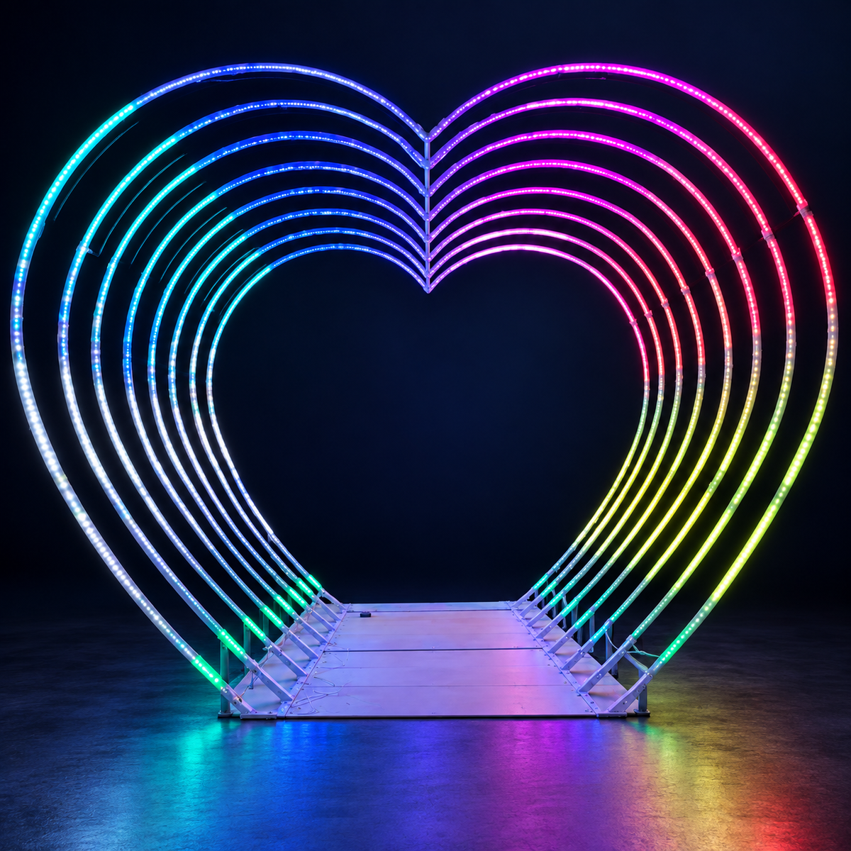 Tunel luminos LED Inimă multicoloră