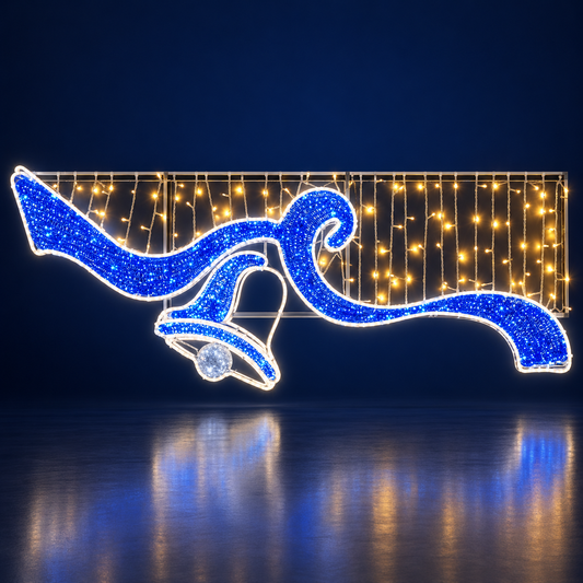 Decor luminos LED Panglică albastră cu clopoțel